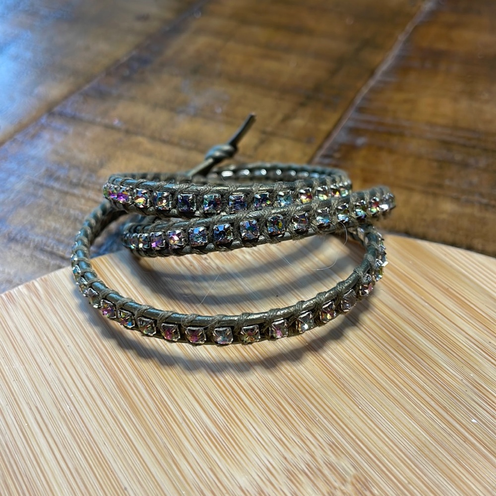 Chan Luu Olive green wrap bracelet
